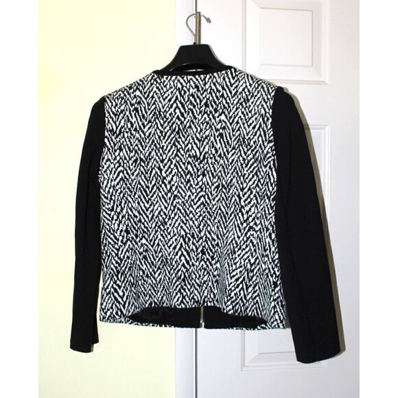 Talbots Black & white women's jackets zipper front Size 10P longs sleeve pockets - Picture 5 of 11